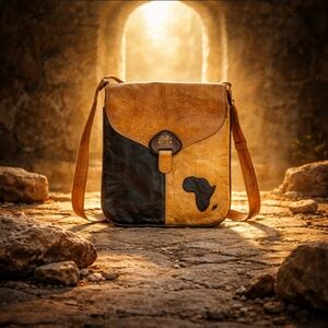 Handmade African Two-Tone Leather Crossbody Bag